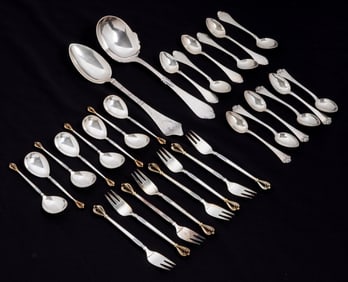 30 pieces Assorted Danish Sterling Flatware