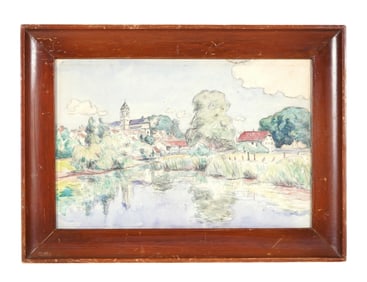 Attrib. Paul Signac Watercolor Landscape Viviers?