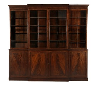English Georgian Mahogany Breakfront Cabinet