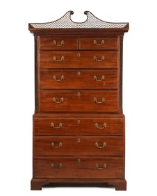 Georgian Chinese Chippendale Chest on Chest