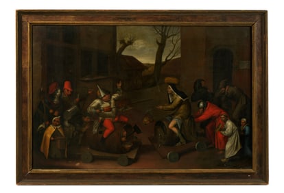 manner of Pieter Bruegel Battle Carnival & Lent Painting