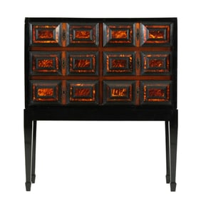 Continental 6 Drawer Ebonized Tortoiseshell Cabinet
