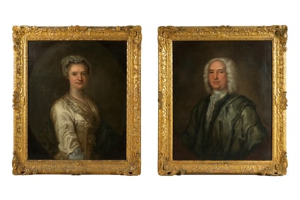 Pair 18th Century Portraits of Man and Woman