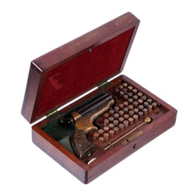 Cased Model 1 Sharps Pepperbox 4 Barrel Pistol