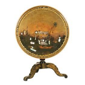 Chinese Export Inlaid Lacquered Tilt Top Table