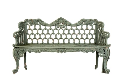 Antique Painted Cast Iron Garden Bench