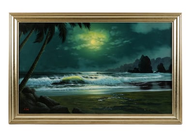 Large Anthony Casay Nocturnal Seascape Painting