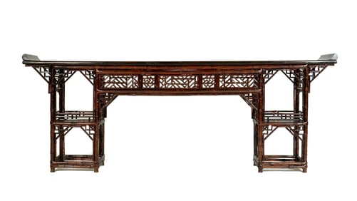 Long Chinese Painted Bamboo Altar Table