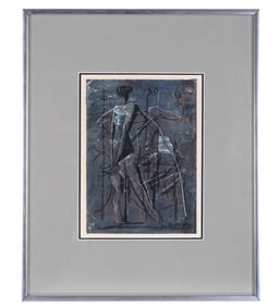 Sanko Inoue Abstract Mixed Media Gouache Painting