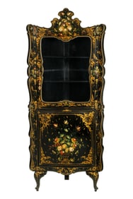 English Painted and Mother of Pearl Inlaid Cabinet