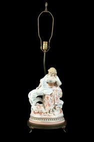 Porcelain Figural Group Mounted as a Lamp