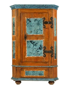 19th C. Austrian Paint Decorated Kitchen Cabinet