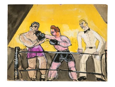 Claude Rodewald Pugilist Boxing Mixed Media