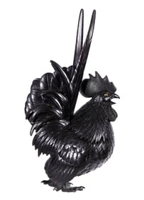 Japanese Meiji Bronze Rooster Koro Censer Signed