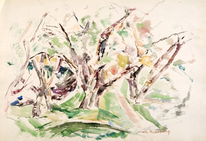 William Meyerowitz Abstract Trees Watercolor