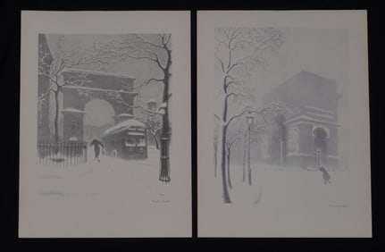 2 Ellison Hoover Washington Arch / Triomphe Lithographs