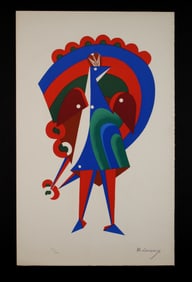 Mikhail Larionov Peacock Ballet Costume Lithograph