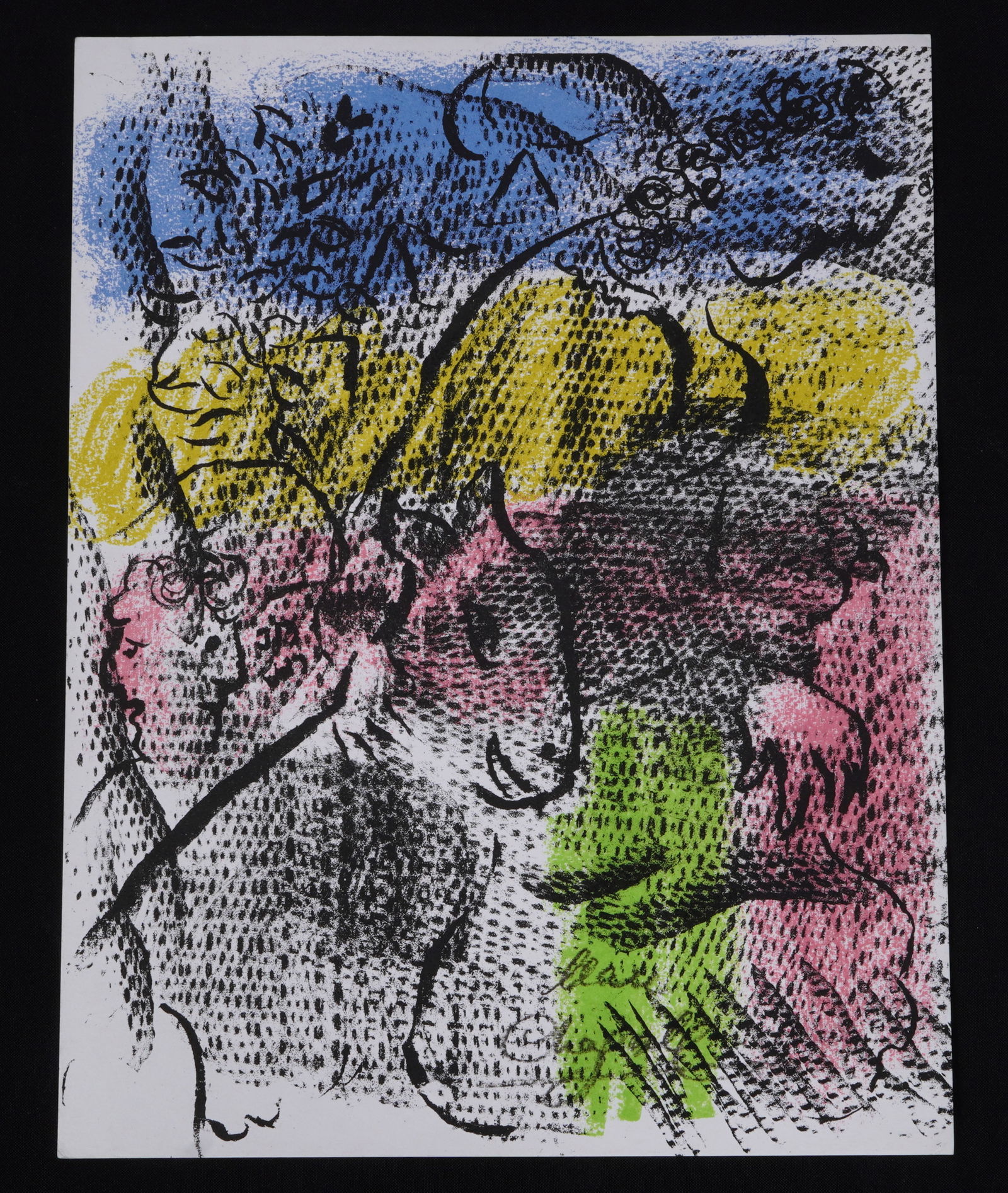 Chagall .iLithograph ケンタルルスと幅と子 Marc Chagall Lithograph With COA Entitled 