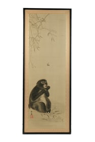 Manner of Mori Sosen Monkey Watercolor Painting