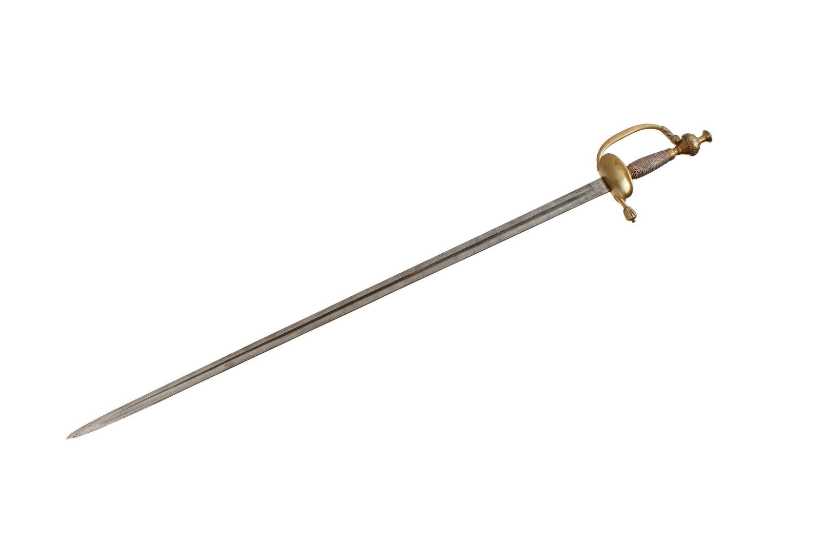 Prussian Infantry Officers Sword E & F Horster: Mid 19th Century Prussian officers sword, foliate pommel, D guard, foliate quillon, metal wire grip. Stamped 70 R. 1. 1. on guard. 32.75" blade well marked E. & F. Horster Solingen. Overall 39" long,