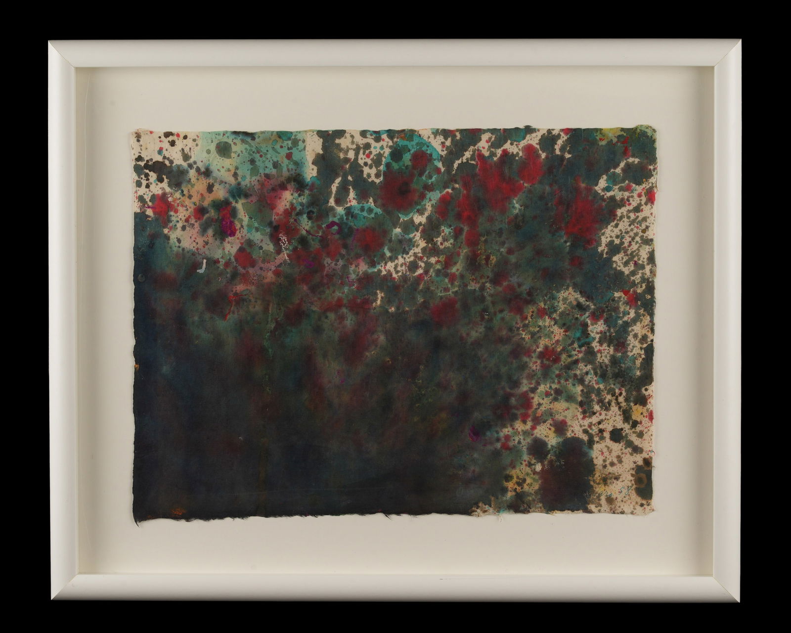 1958 Taro Yamamoto Abstract Watercolor Composition: YAMAMOTO, Taro, (American, 1919-1994): Untitled abstract composition, Watercolor on Paper, signed and dated lower right, 12" x 16", framed 17" x 21". Not examined out of frame. From the Alexander Rayd