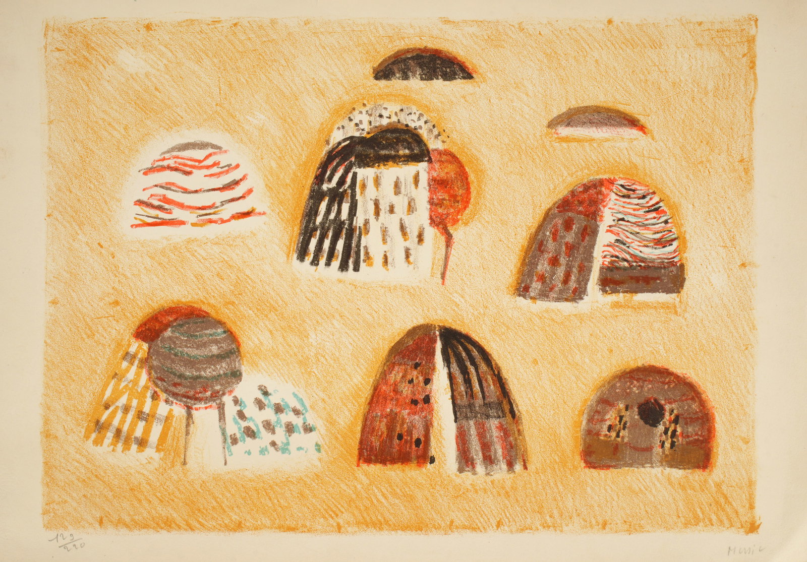 Zoran Music Femmes Dalmates Lithograph: MUSIC, Zoran Antonio, (Slovenian, b. 1909): "Femmes Dalmates", Lithograph on Paper, pencil signed lower right, numbered 129 from the edition of 220 lower left, sheet size 15" x 22". Condition: Toning.