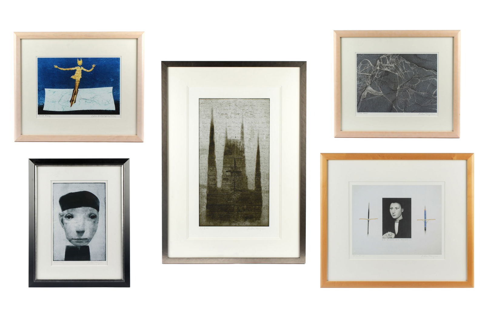 Five Alan Magee Lithographs and Books: MAGEE, Alan, (American, b. 1947): An assembled collection of five framed lithographs, all pencil signed, four are trial proofs, largest depicting church numbered 5 from the edition of 300. Largest sig