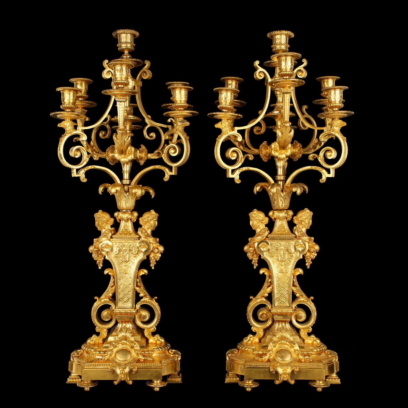 Pair Impressive French Bronze Dore Candelabra (1 of 9)