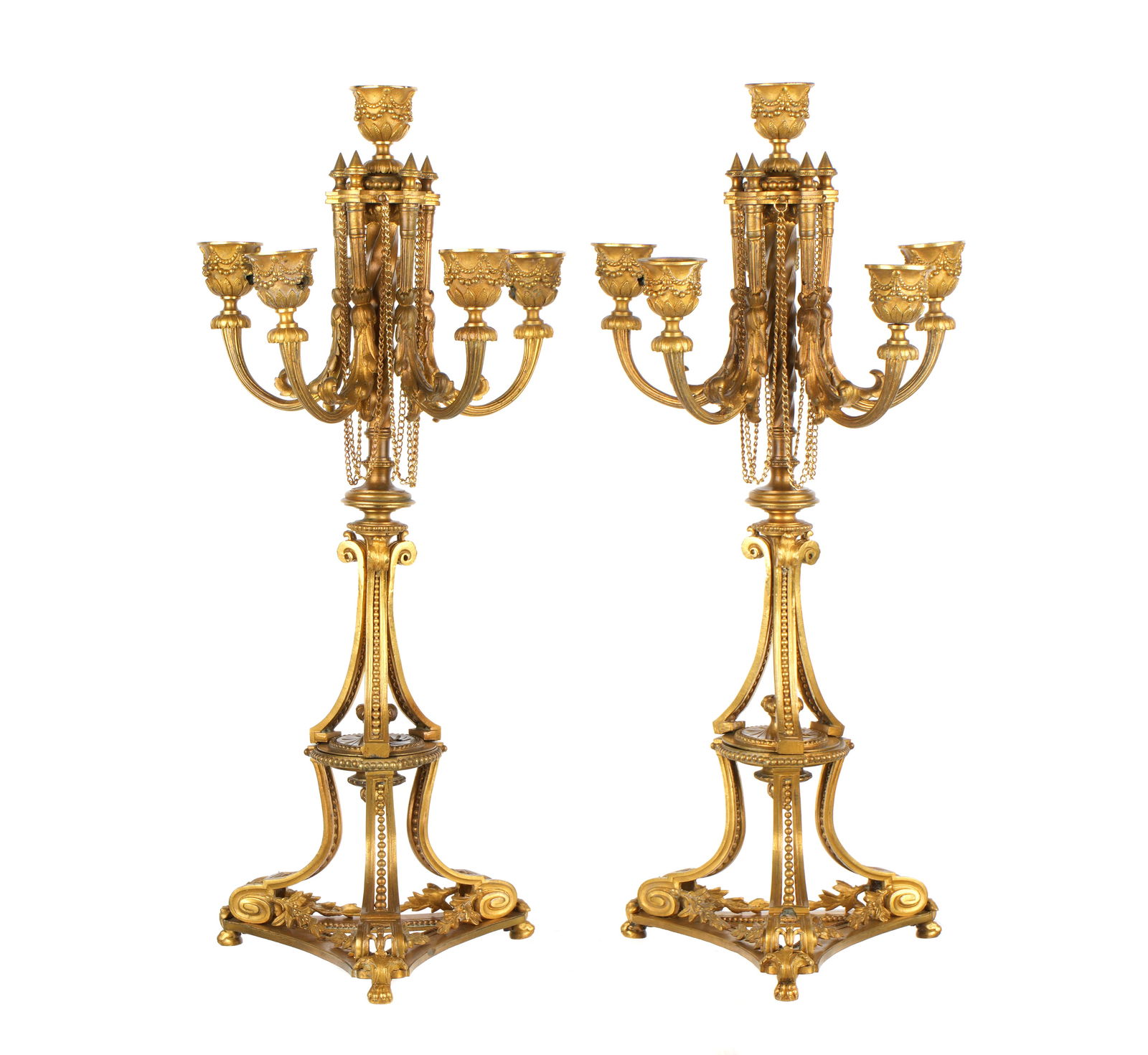Pr 18th C. Louis XVI French Bronze Dore Candelabra (1 of 5)
