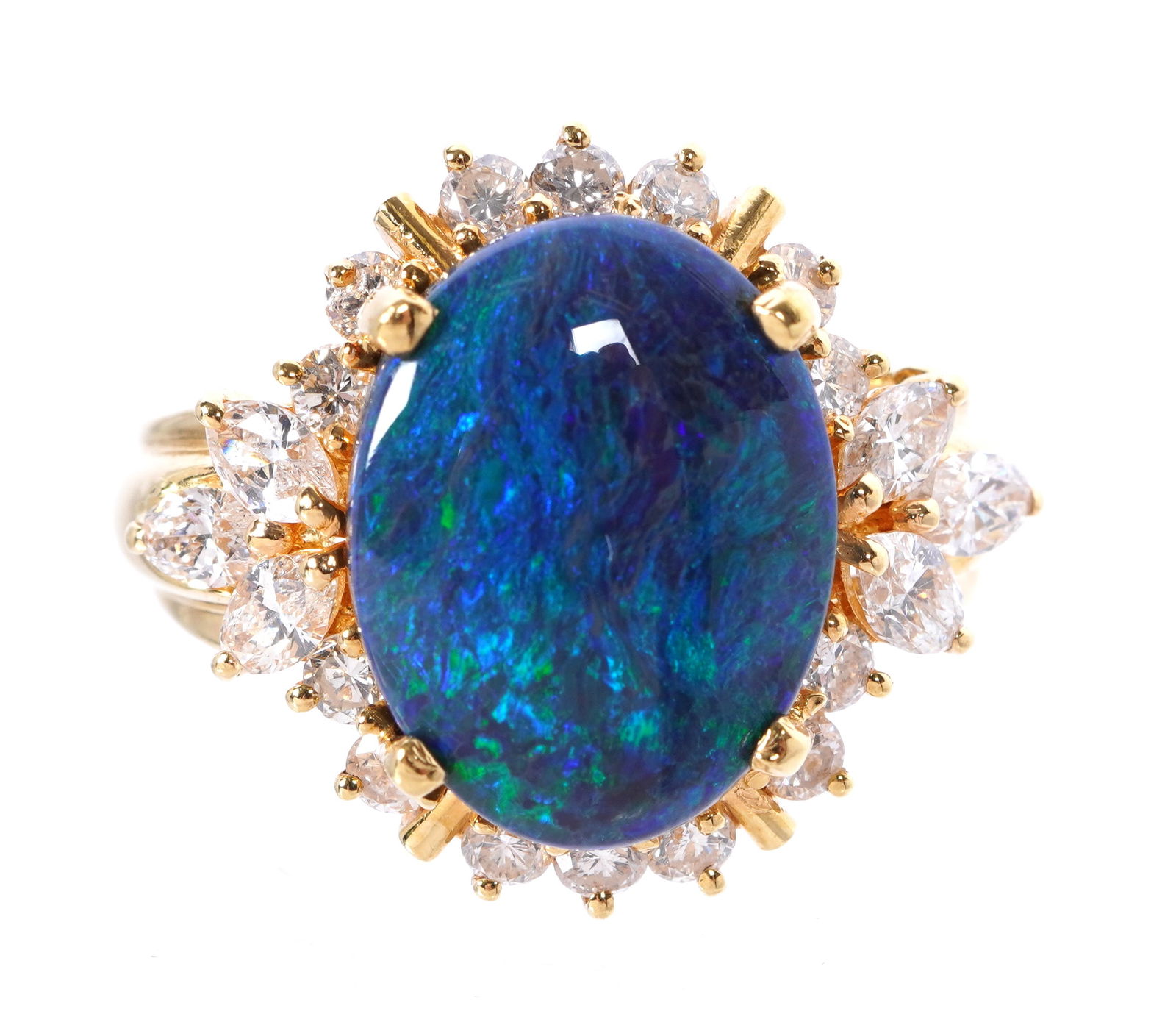 Yellow Gold Opal and Diamond Cocktail Ring (1 of 7)