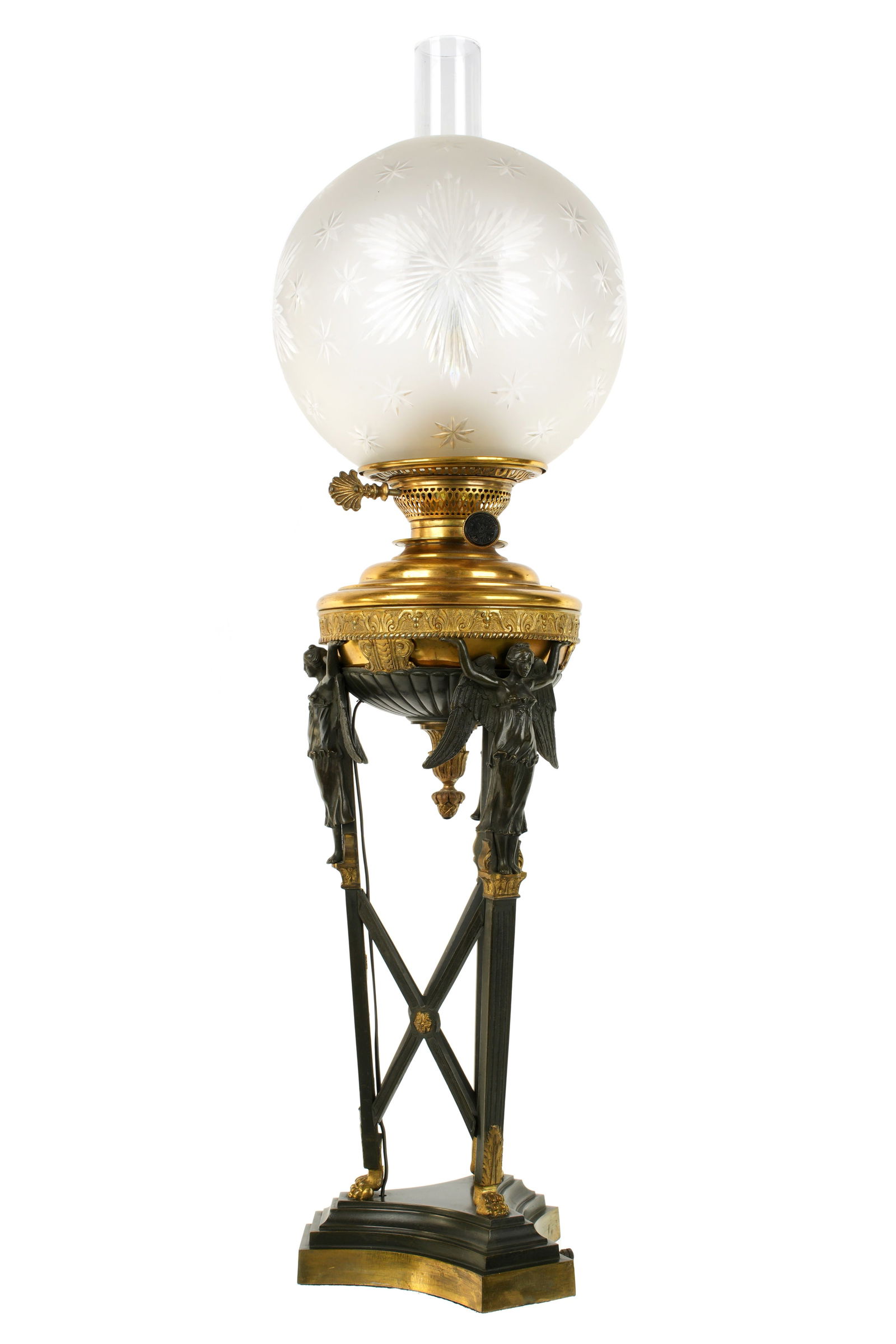 French Empire Style Figural Bronze Oil Lamp (1 of 7)