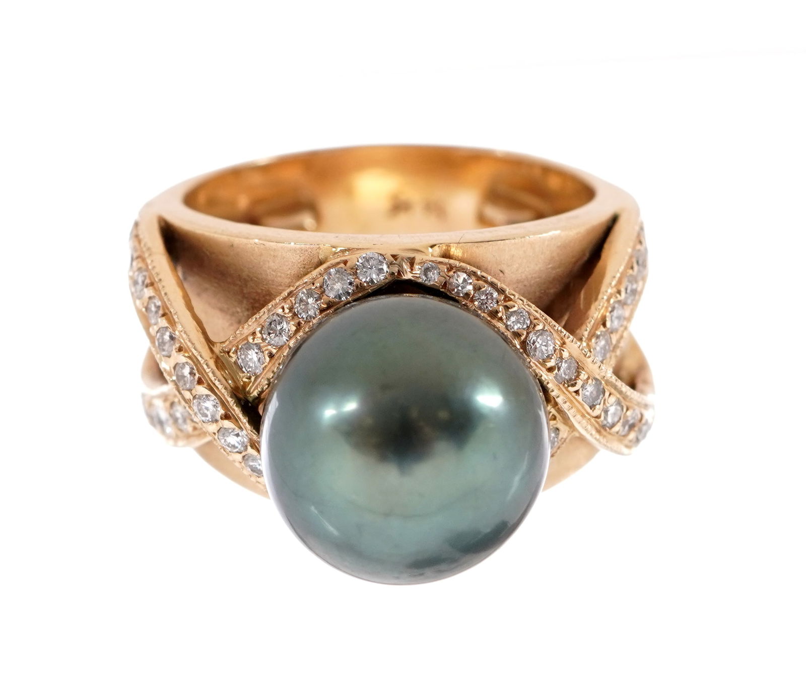 14k Gold Tahitian Pearl and Diamond Ring (1 of 8)
