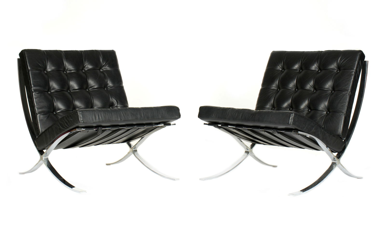 Pair Mies Van Der Rohe Barcelona Style Chairs (1 of 7)