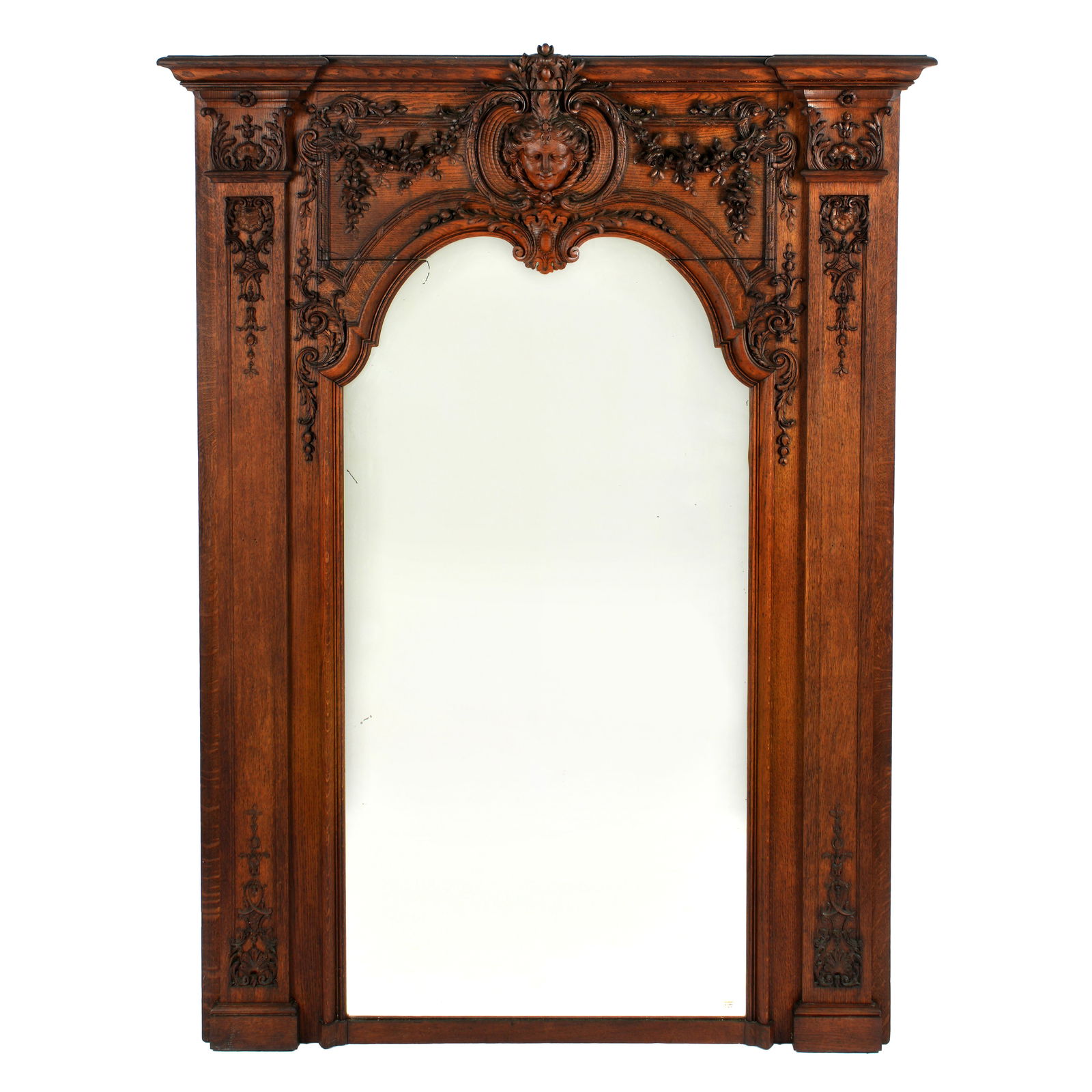 Large French Carved Oak Louis XIV Style Mirror (1 of 6)
