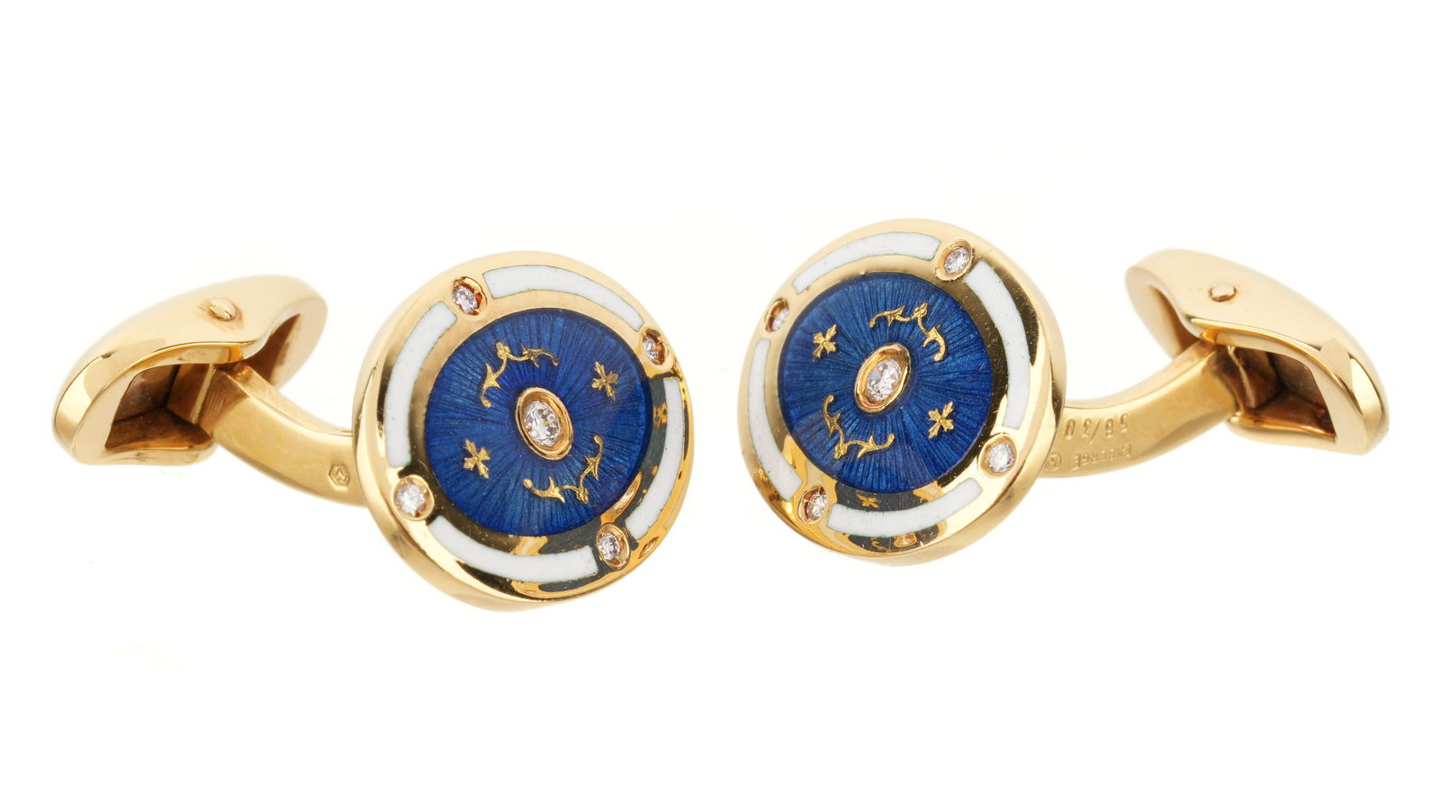 Pair Faberge 18k Gold Enamel and Diamond Cufflinks (1 of 6)