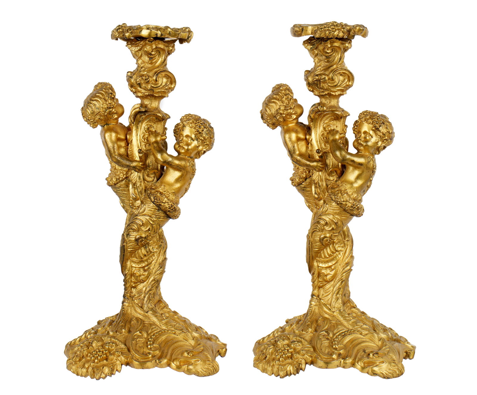 Pair Napoleon III Figural Gilt Bronze Candlesticks (1 of 7)