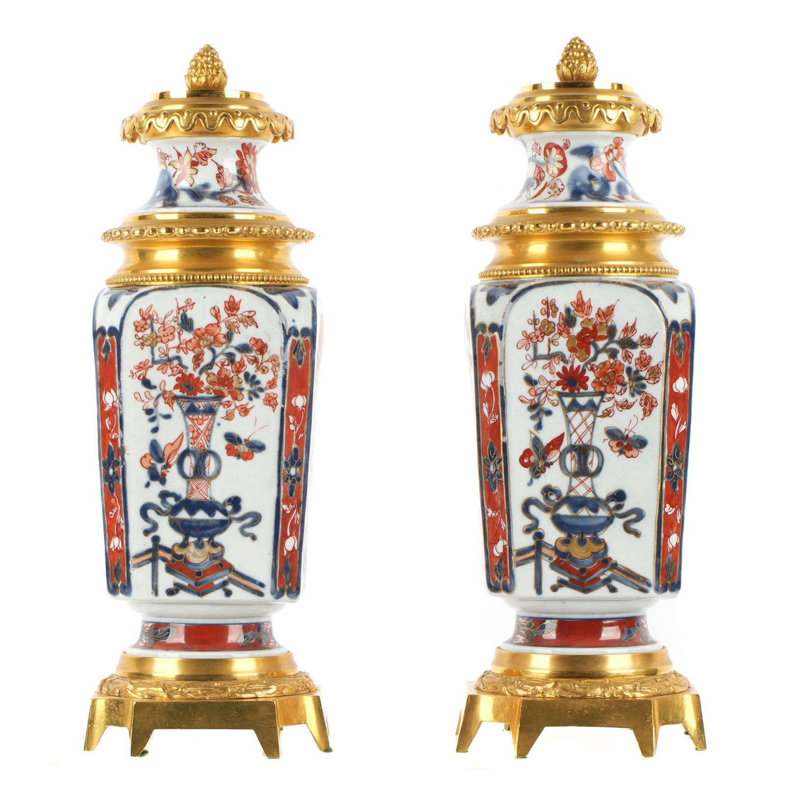 Pair Bronze Dore Mounted Imari Porcelain Urns (1 of 6)