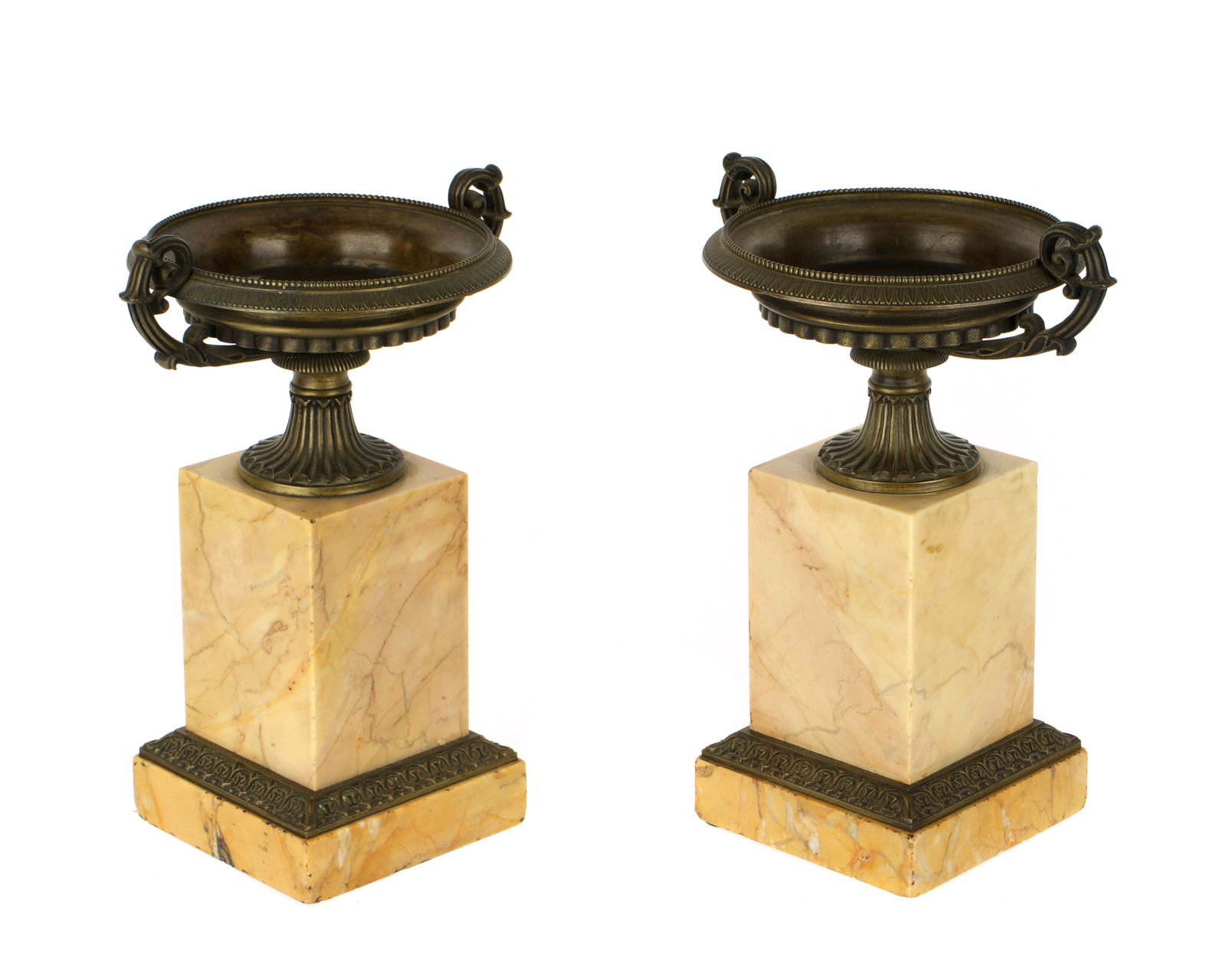 Pair Charles X Bronze and Sienna Marble Urns (1 of 7)