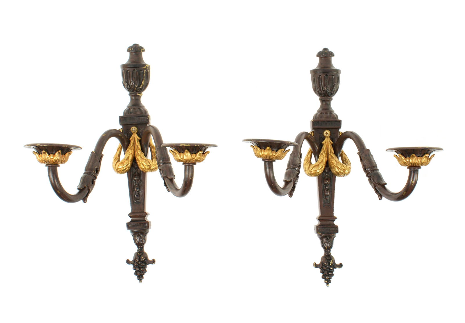 Pair French Parcel Gilt Bronze Sconces (1 of 4)