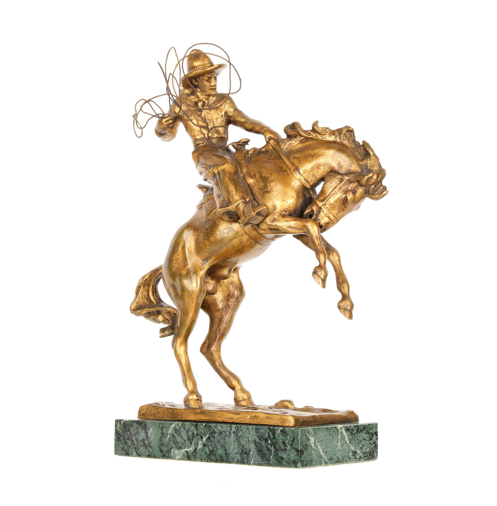 after Carl Kauba Gilt Bronze Bucking Bronco Cowboy (1 of 7)