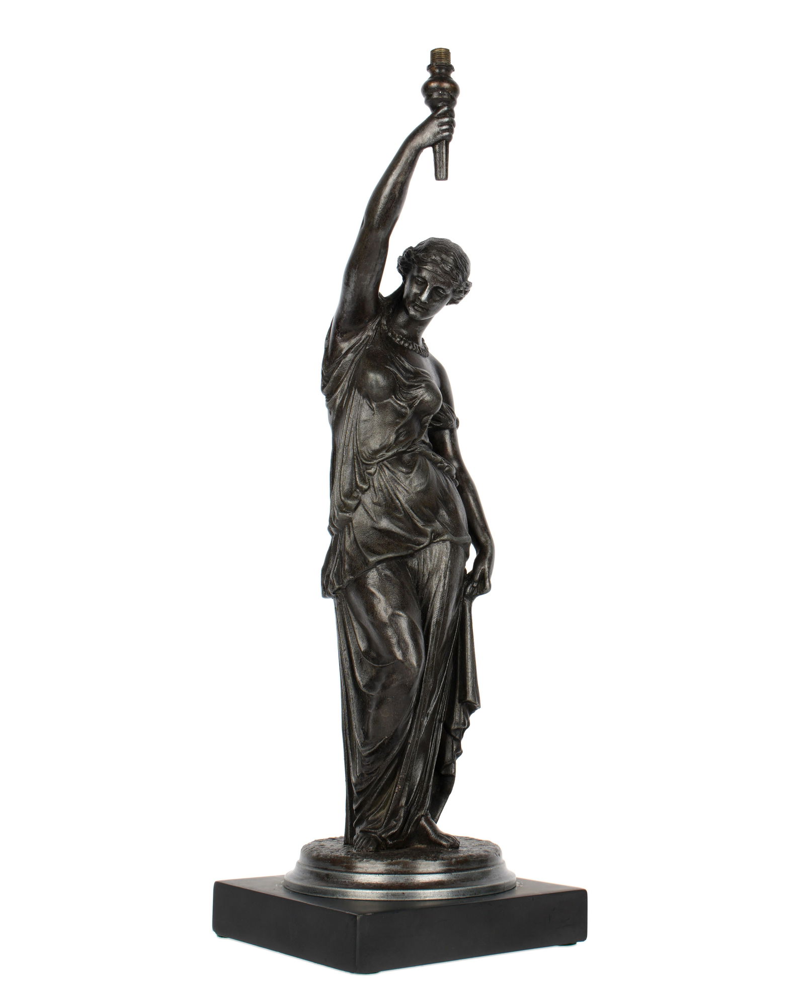 Spelter Classical Woman Figural Newel Post Lamp (1 of 5)