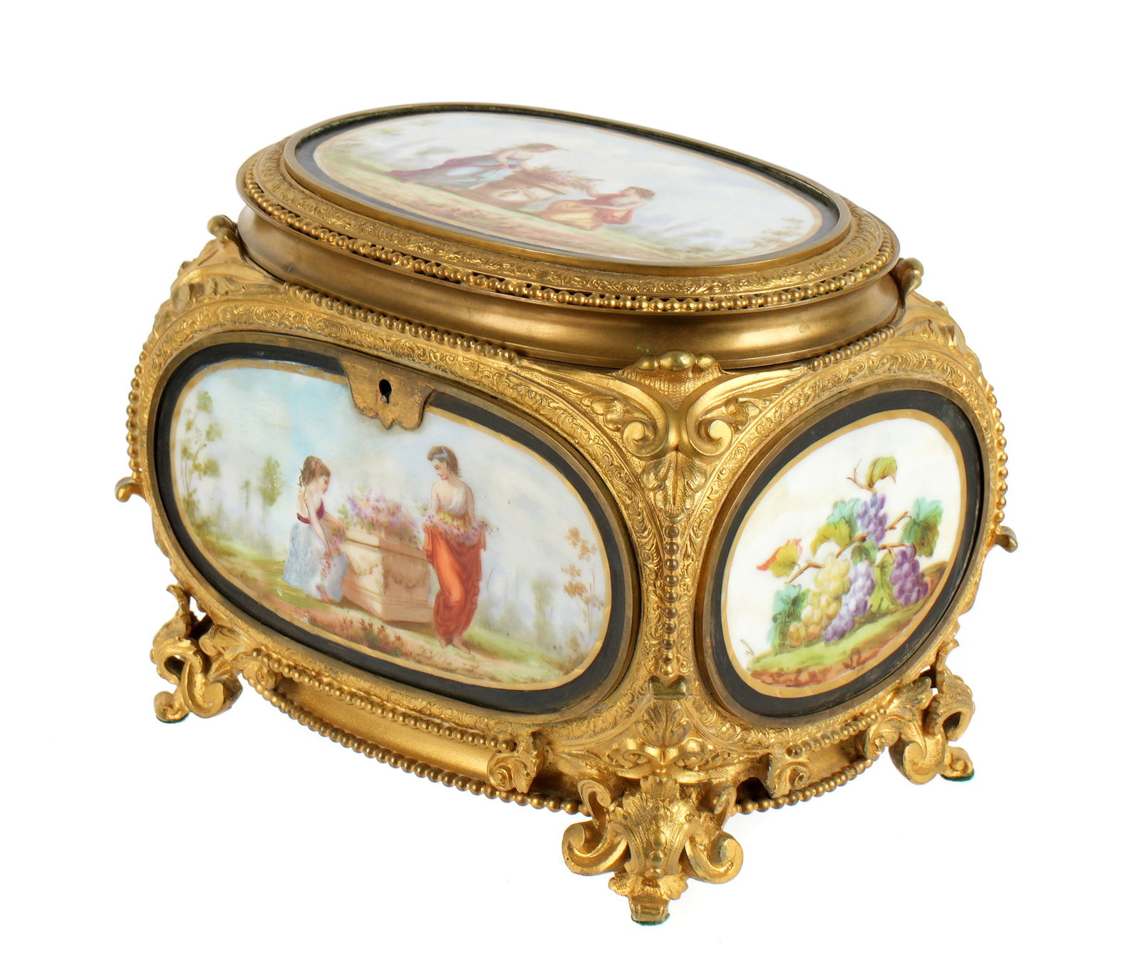 French Bonze Dore & Porcelain Plaque Box (1 of 8)