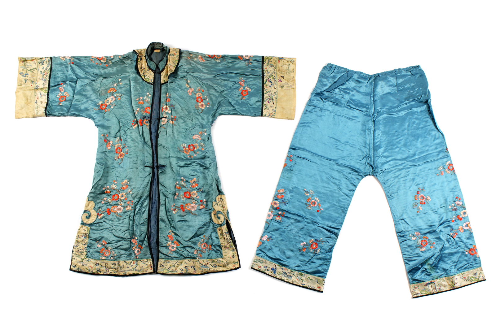 Chinese Silk Embroidered Robe and Pants Set (1 of 10)