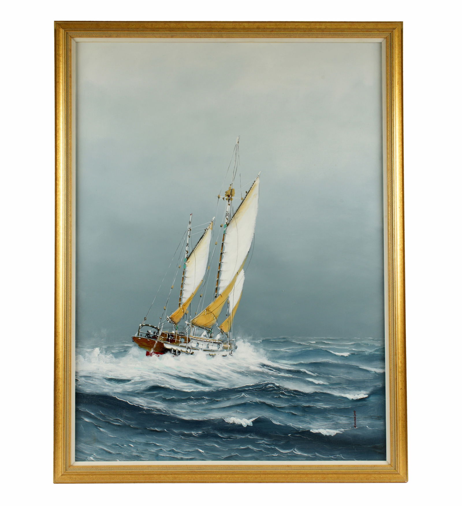 Large Dan Dunn Rough Seas Sailboat Painting (1 of 8)