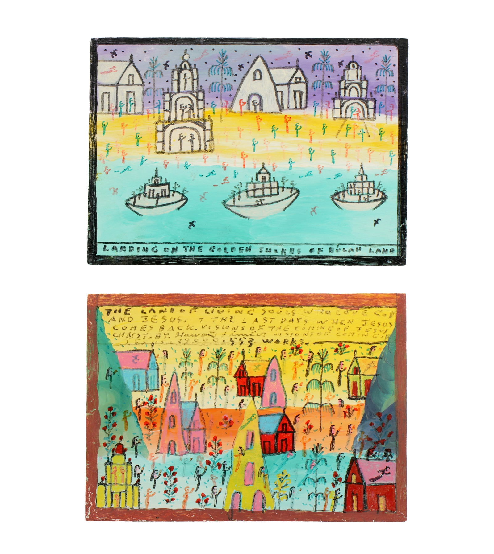 Two Howard Finster Folk Art Paintings (1 of 6)