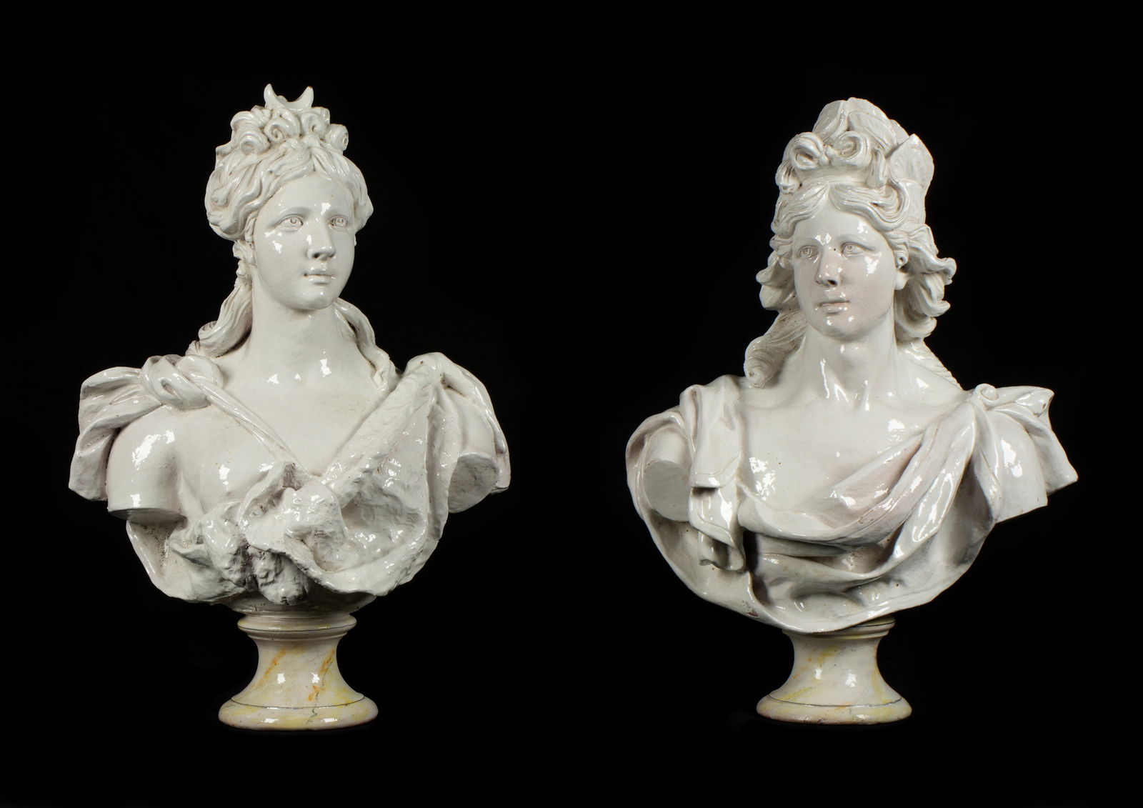 Pair Italian Glazed Terracotta Classical Busts (1 of 8)