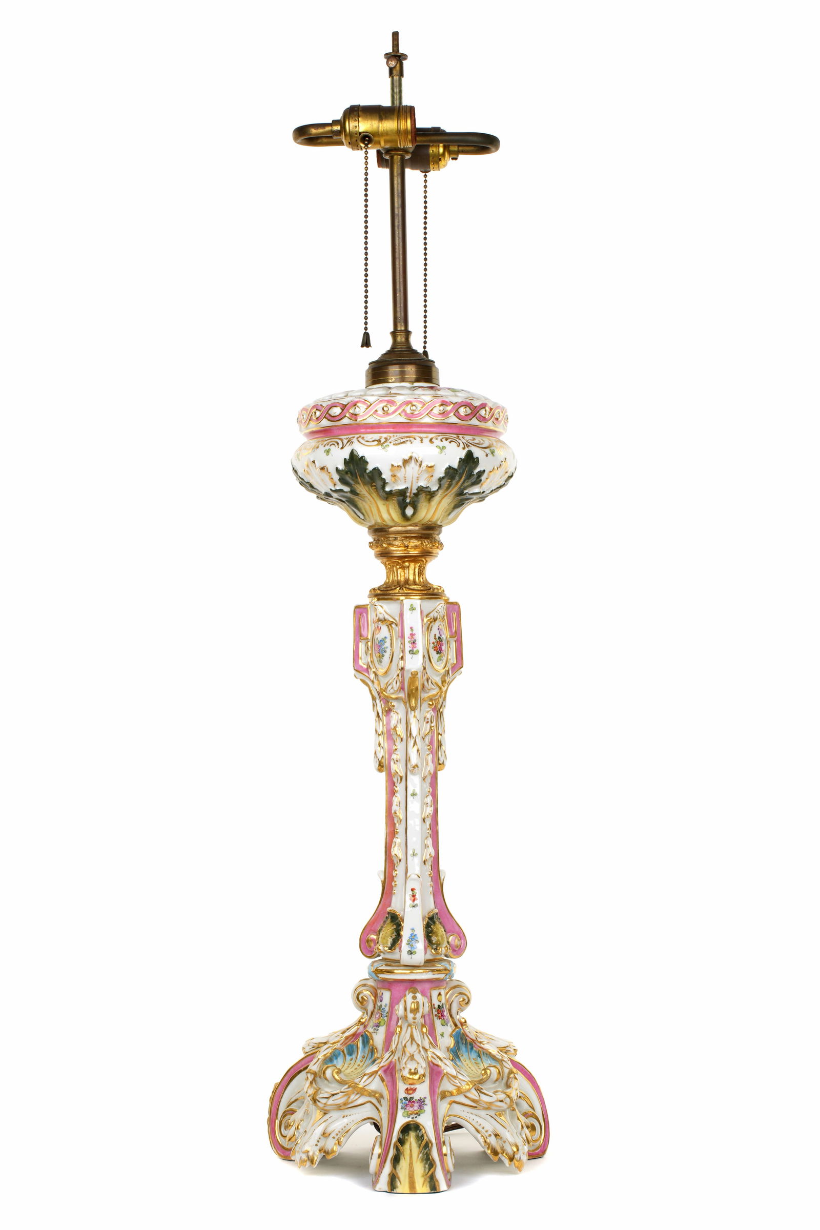 Continental Hand Painted Porcelain Oil Lamp (1 of 10)