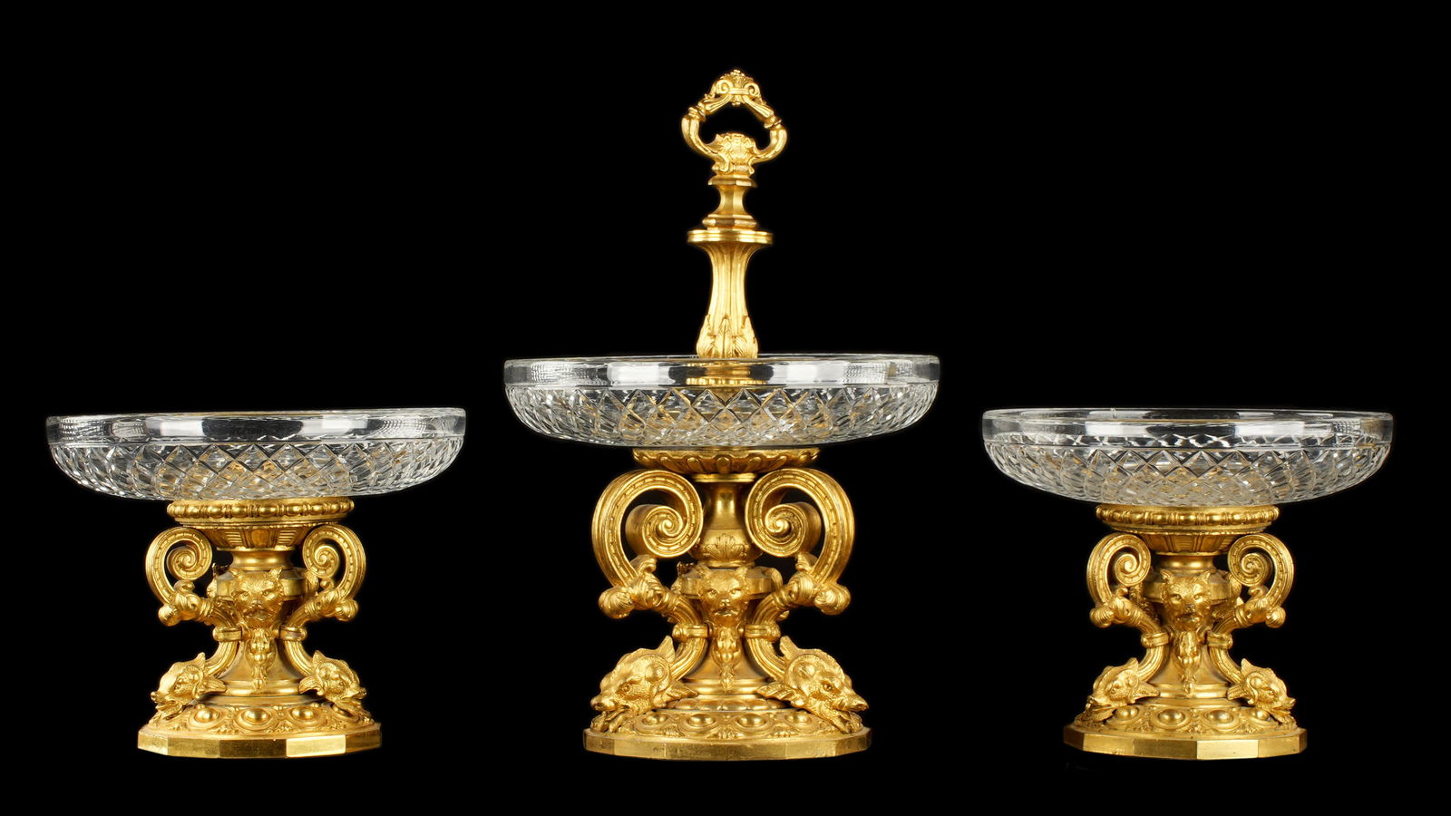Three French Gilt Bronze and Cut Glass Compotes (1 of 8)