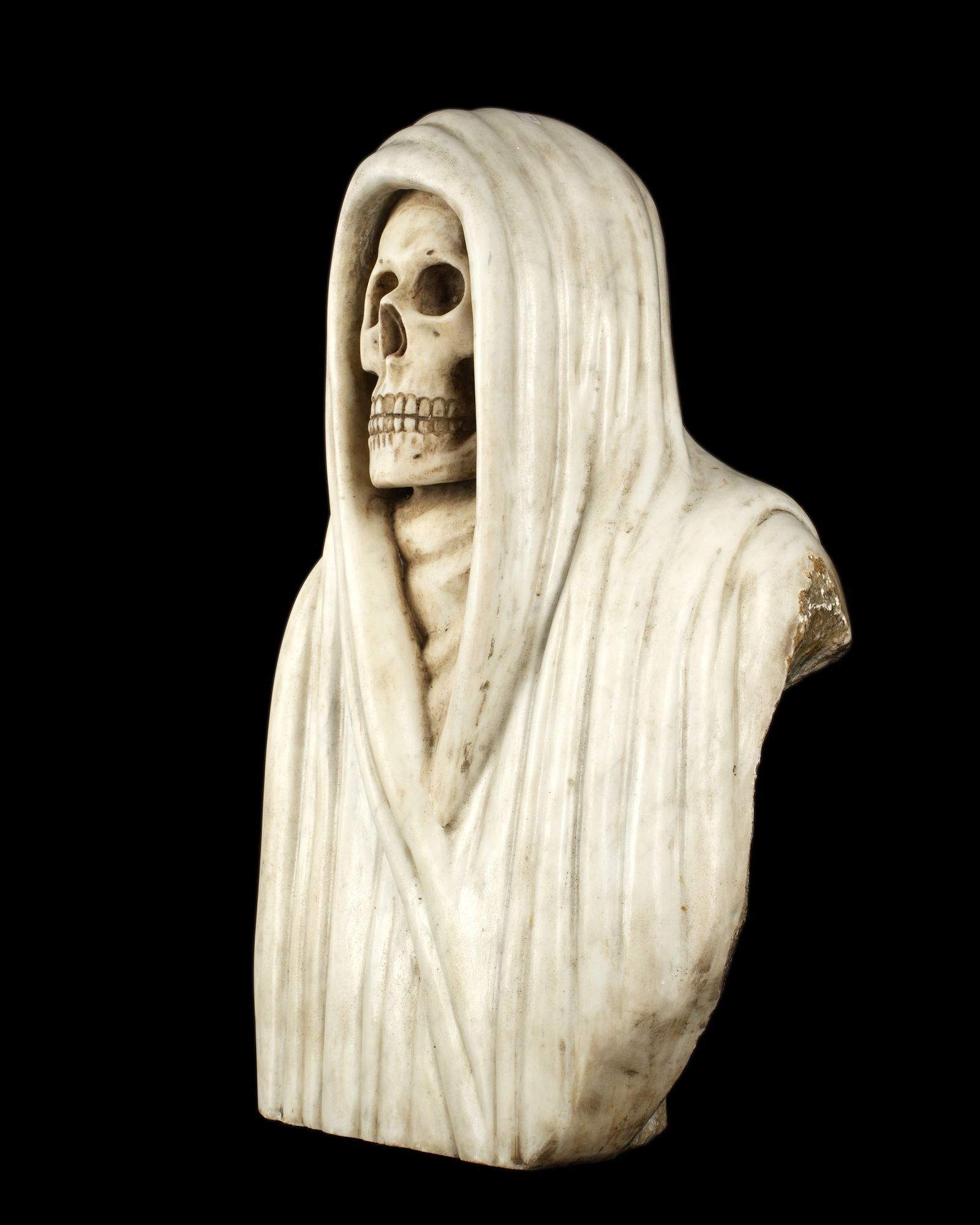Memento Mori Shrouded Skull Marble Sculpture (1 of 6)