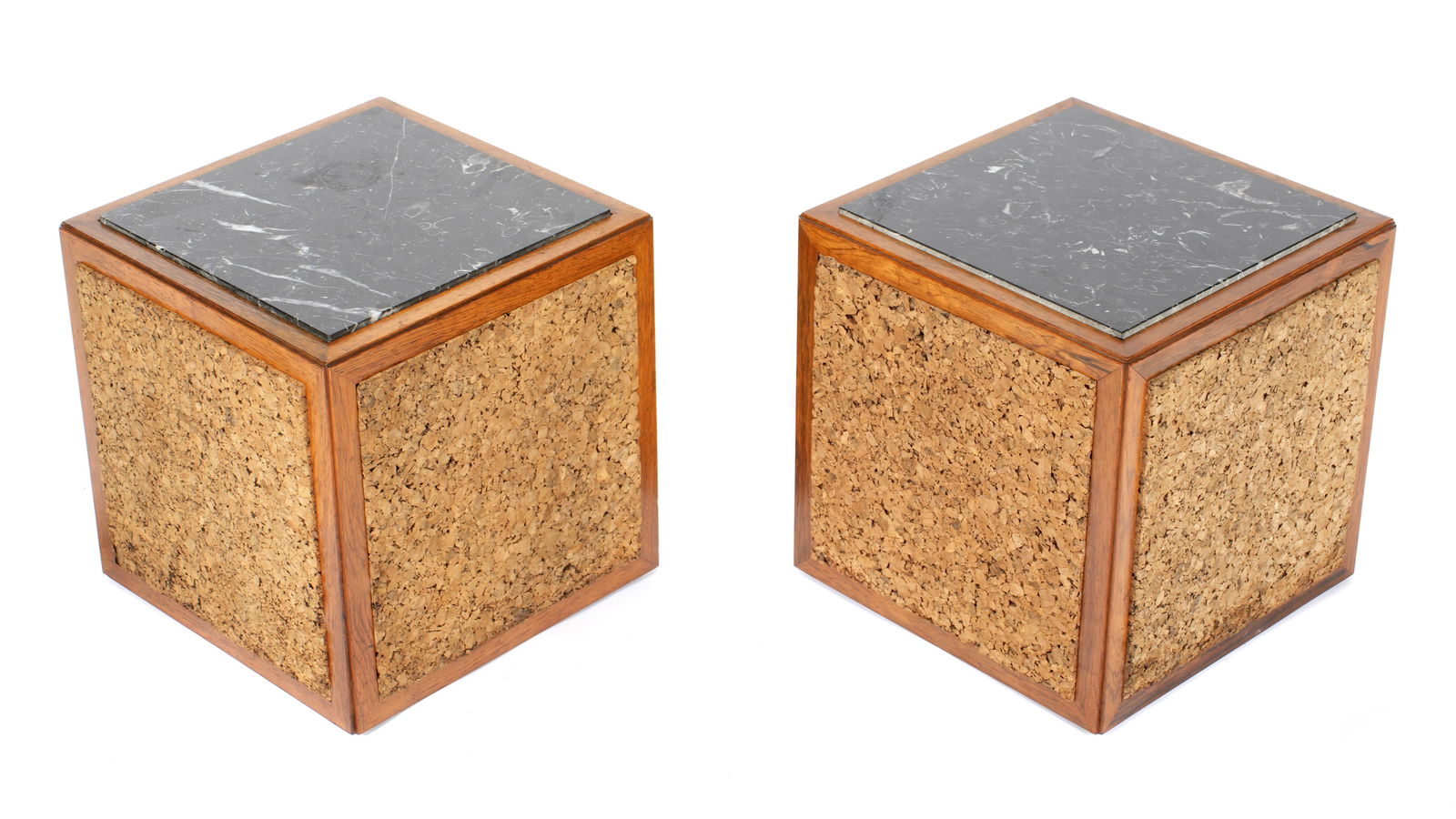 Pair Wormley Dunbar Marble Top & Cork Cube Tables (1 of 8)